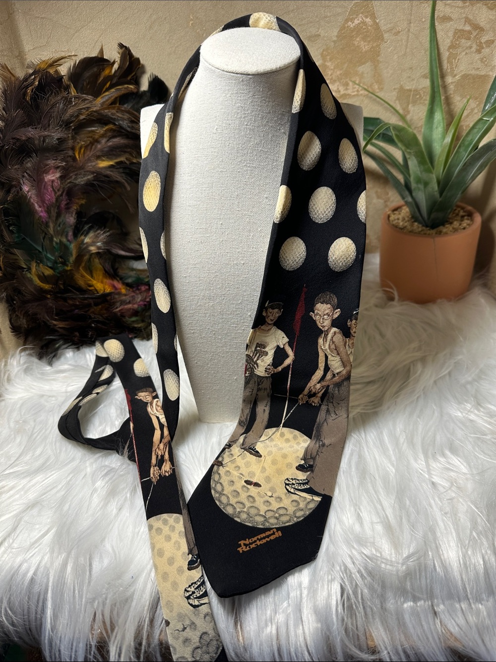 1995 Silk Golf Print Men's Tie